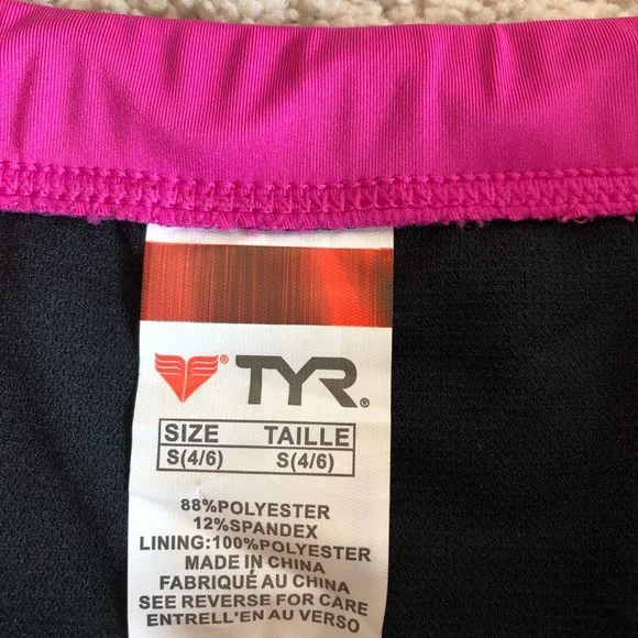 NWT TYR Pink with Black Trim Tankini with Full Coverage Bottoms Size 4/6 - Picture 13 of 15